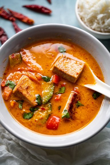 Vegan Thai Red Curry with Shiitake Mushrooms and Tofu